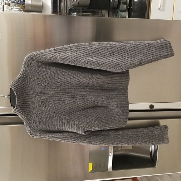 💕THEORY💕 Sculpted Knit Pullover Sweater Airy Wool Cashmere Grey Melange L NWT - Picture 11 of 16